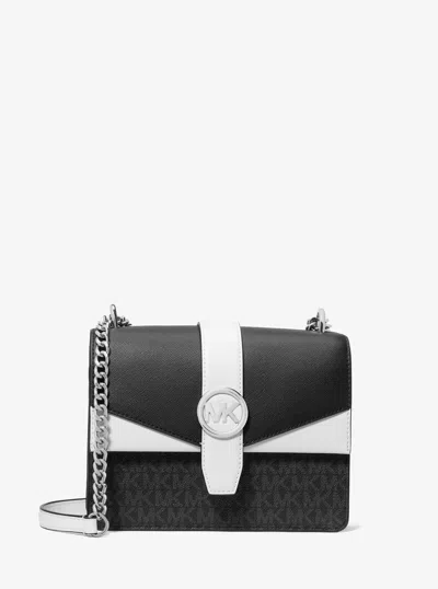 Michael Kors Outlet Greenwich Small Color-block Signature Logo Crossbody Bag In Black