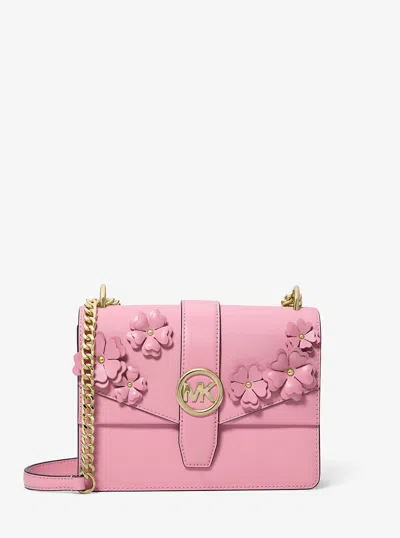 Michael Kors Outlet Greenwich Small Floral Embellished Crossbody Bag In Red