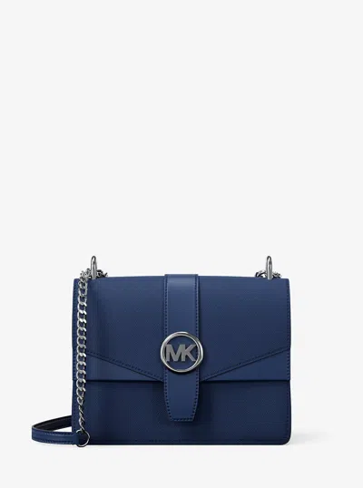 Michael Kors Outlet Greenwich Small Saffiano Leather Crossbody Bag In Blue