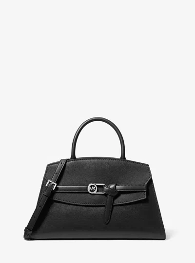 Michael Kors Outlet Greta Medium Leather Satchel In Black