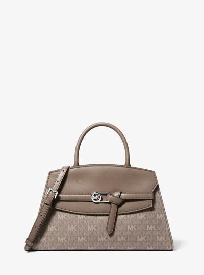 Michael Kors Outlet Greta Medium Signature Logo Satchel In Grey
