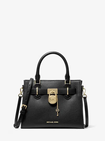 Michael Kors Outlet Hamilton Small Leather Satchel In Black