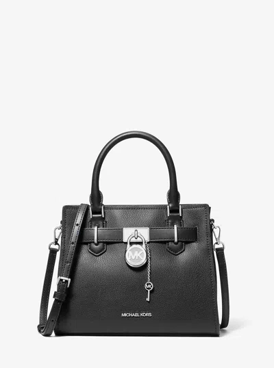 Michael Kors Outlet Hamilton Small Leather Satchel In Black