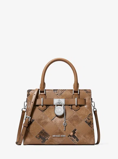 Michael Kors Outlet Hamilton Small Patchwork Satchel In White