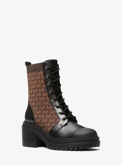 Michael Kors Outlet Hanley Logo Knit Boot In Black