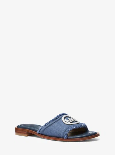 Michael Kors Outlet Hannah Denim Slide Sandal In Blue
