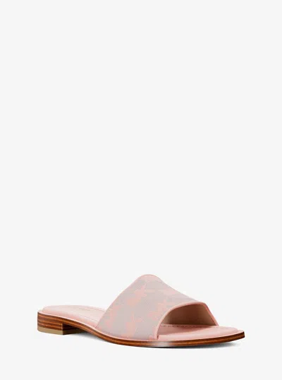 Michael Kors Outlet Hannah Logo Jacquard Slide Sandal In Pink