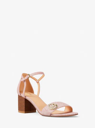 Michael Kors Outlet Hannah Signature Logo Block Heel Sandal In Multi