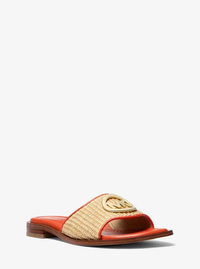 Michael Kors Outlet Hannah Straw Slide Sandal In Multi