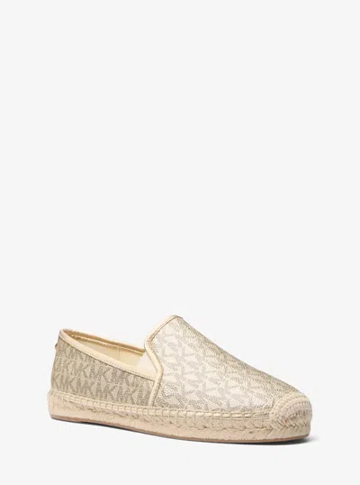 Michael Kors Outlet Hastings Metallic Signature Logo Espadrille In Gold