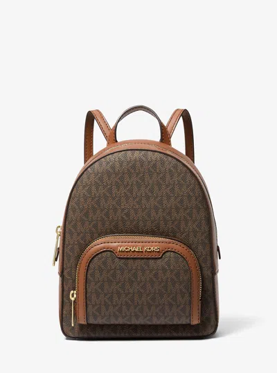 Michael Kors Outlet Jaycee Extra-small Signature Logo Backpack In Brown