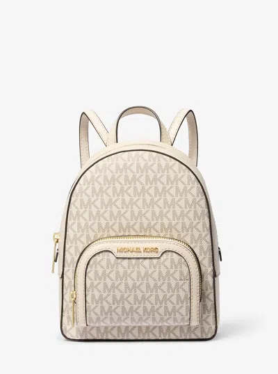 Michael Kors Outlet Jaycee Extra-small Signature Logo Backpack In Neutral