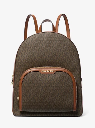 Michael Kors Outlet Jaycee Large Logo Backpack In Brown