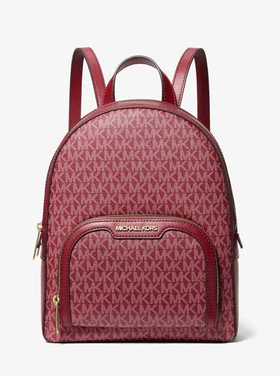 Michael Kors Outlet Jaycee Medium Signature Logo Backpack In Red