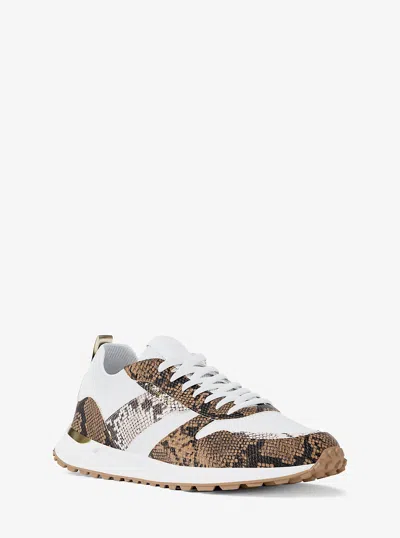Michael Kors Outlet Jesse Stretch Knit And Snake Embossed Trainer In Multi