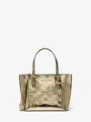 Michael Kors Outlet Jet Set Extra-small Metallic Logo Debossed Convertible Tote Bag In Gold