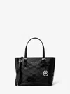 Michael Kors Outlet Jet Set Extra-small Patent Logo Debossed Convertible Tote Bag In Black