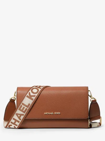 Michael Kors Outlet Jet Set Large Leather Crossbody Bag In Brown