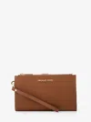 Michael Kors Outlet Jet Set Large Leather Smartphone Wristlet Wallet In Brown