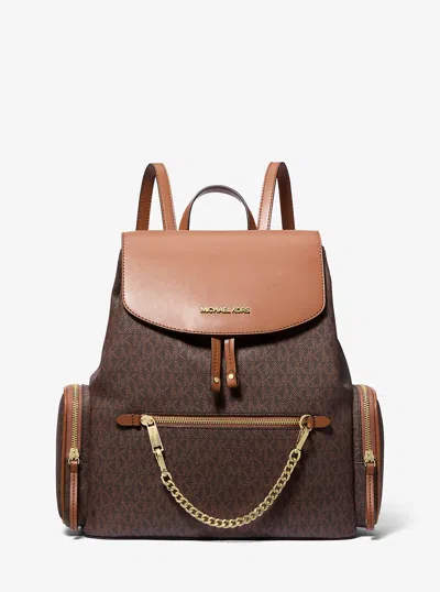 Michael Kors Outlet Jet Set Large Logo Backpack In Brown