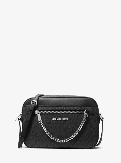 Michael Kors Outlet Jet Set Large Logo Crossbody Bag In Black