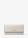 Michael Kors Outlet Jet Set Large Logo Trifold Wallet In White