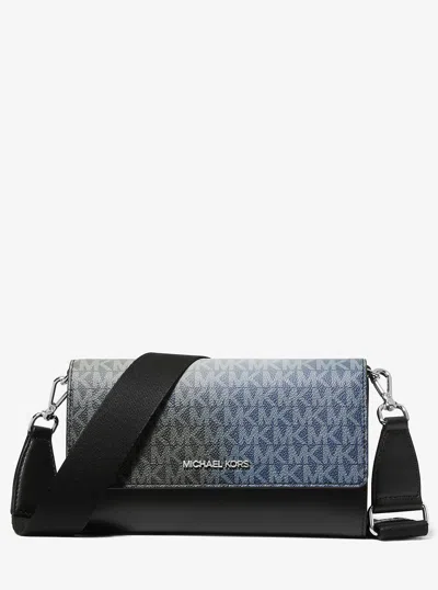 Michael Kors Outlet Jet Set Large Ombré Signature Logo Crossbody Bag In Blue