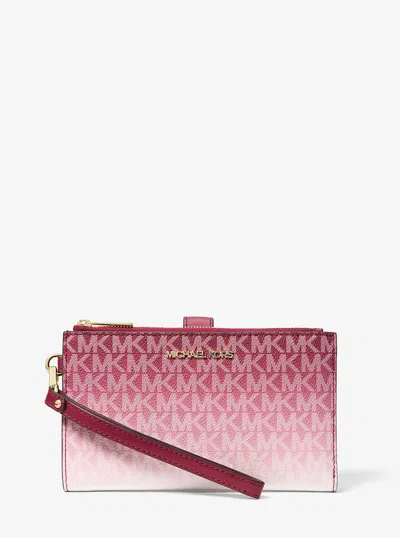 Michael Kors Outlet Jet Set Large Ombré Signature Logo Wristlet In Multi