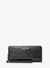 Michael Kors Outlet Jet Set Large Patent Logo Debossed Continental Wallet In Black