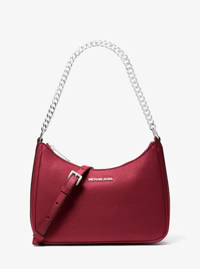 Michael Kors Outlet Jet Set Large Pebbled Leather Convertible Crossbody Bag In Red