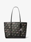 Michael Kors Outlet Jet Set Large Printed Signature Logo Tote Bag In Black