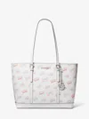 Michael Kors Outlet Jet Set Large Printed Signature Logo Tote Bag In White