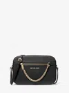 Michael Kors Outlet Jet Set Large Saffiano Leather Crossbody Bag In Black