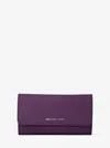 Michael Kors Outlet Jet Set Large Saffiano Leather Tri-fold Wallet In Purple