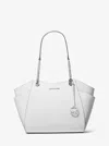 Michael Kors Outlet Jet Set Large Saffiano Shoulder Bag In White