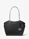 Michael Kors Outlet Jet Set Large Signature Logo Shoulder Bag In Black
