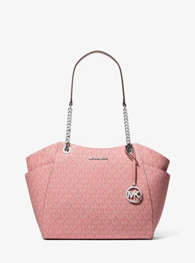 Michael Kors Outlet Jet Set Large Signature Logo Shoulder Bag In Multi