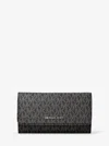 Michael Kors Outlet Jet Set Large Signature Logo Tri-fold Wallet In Black