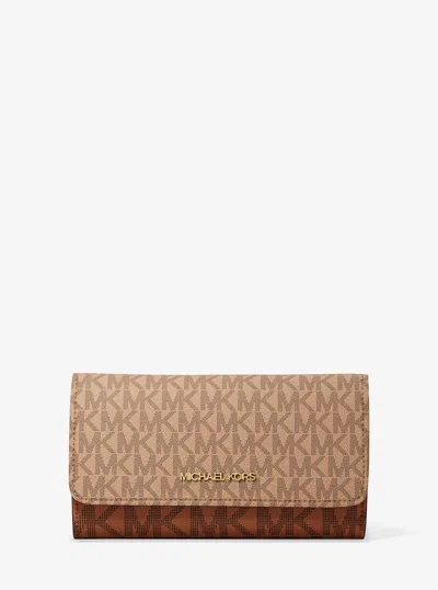 Michael Kors Outlet Jet Set Large Signature Logo Tri-fold Wallet In Multi
