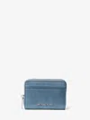 Michael Kors Outlet Jet Set Medium Distressed Zip Card Case In Blue