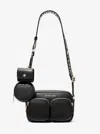 Michael Kors Outlet Jet Set Medium Leather Crossbody Bag With Case For Apple Airpods Pro In Black