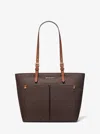 Michael Kors Outlet Jet Set Medium Logo Pocket Tote Bag In Brown