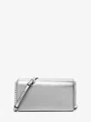Michael Kors Outlet Jet Set Medium Metallic Crossbody Bag In Silver