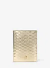 Michael Kors Outlet Jet Set Medium Metallic Logo Debossed Passport Wallet In Gold