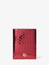 Michael Kors Outlet Jet Set Medium Metallic Logo Debossed Passport Wallet In Multi