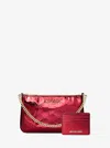 Michael Kors Outlet Jet Set Medium Metallic Logo Debossed Pochette And Card Case Gift Set In Multi