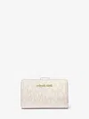 Michael Kors Outlet Jet Set Medium Metallic Logo Wallet In Neutral