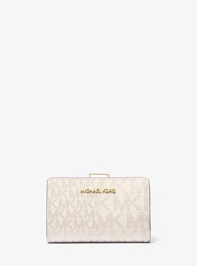 MICHAEL KORS OUTLET JET SET MEDIUM METALLIC LOGO WALLET