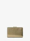 Michael Kors Outlet Jet Set Medium Metallic Saffiano Leather Bi-fold Wallet In Green