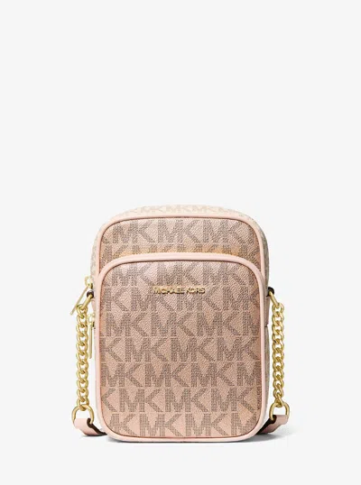 Michael Kors Outlet Jet Set Medium Metallic Signature Logo Crossbody Bag In Multi